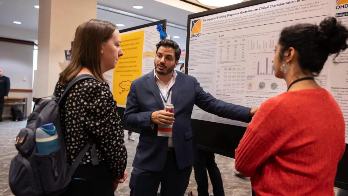 Harry Reyes Nieva presents his research at the 2025 Observational Health Data Sciences and Informatics Global Symposium. 