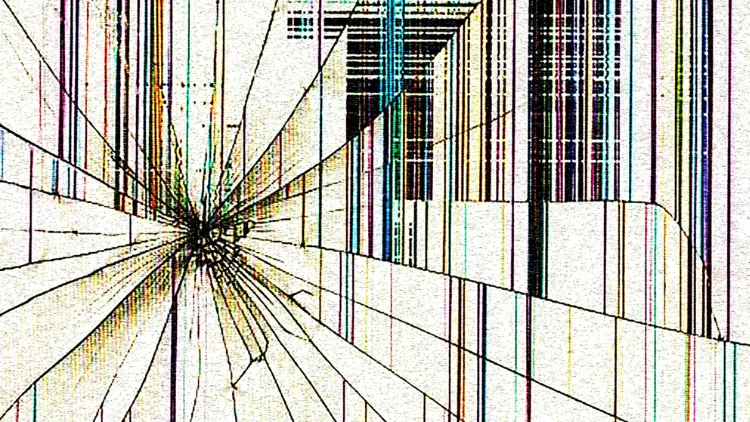 The rack of a broken monitor or TV is the texture of a television screen, background for superimposing with the effect of grain noise.