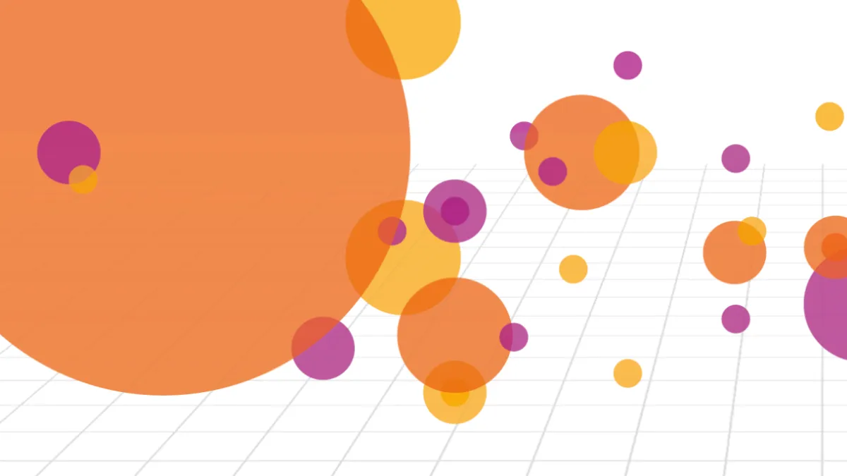 graphic of orange and yellow dots over grid