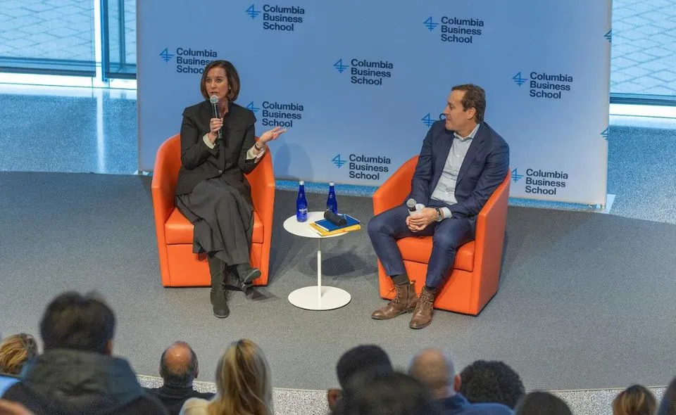 Donna Morris of Walmart onstage with Stephan Meier of Columbia Business School 