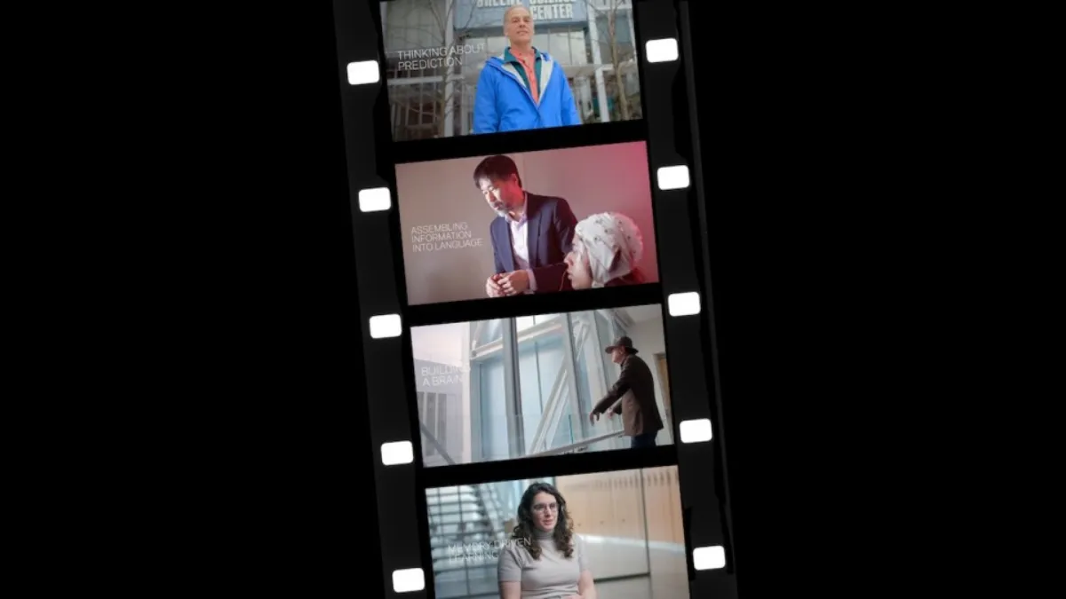 A film role with 4 distinct images, against a black backdrop 