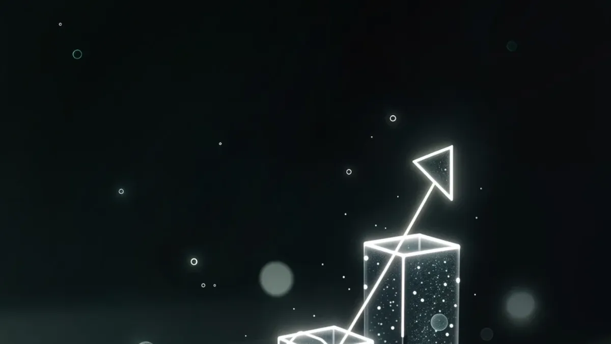 The top half of a sliver-shiny bar graph with an arrow showing its upward trajectory.