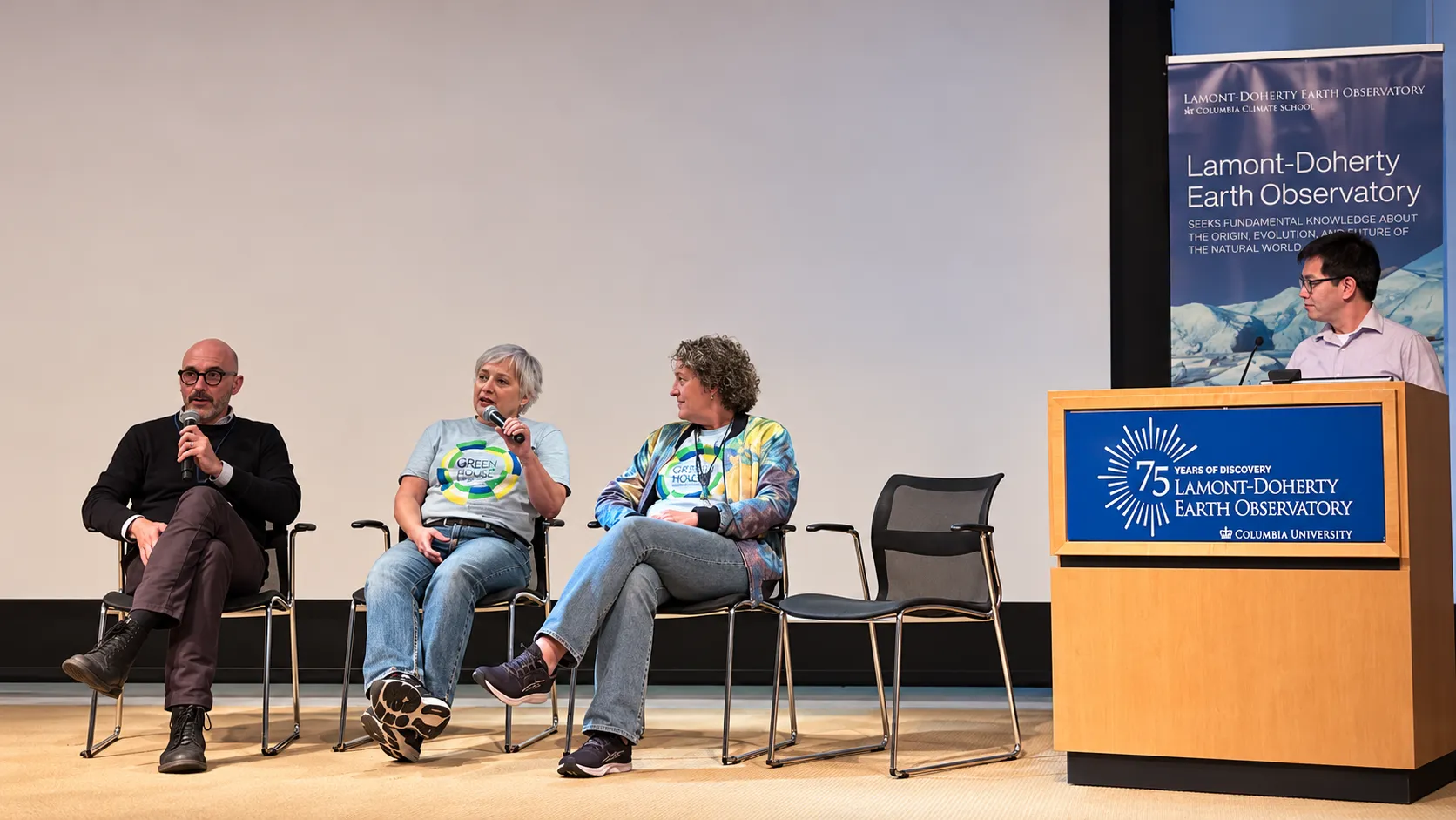 Columbia faculty discussing the role of AI in climate science at the Lamont-Doherty Campus